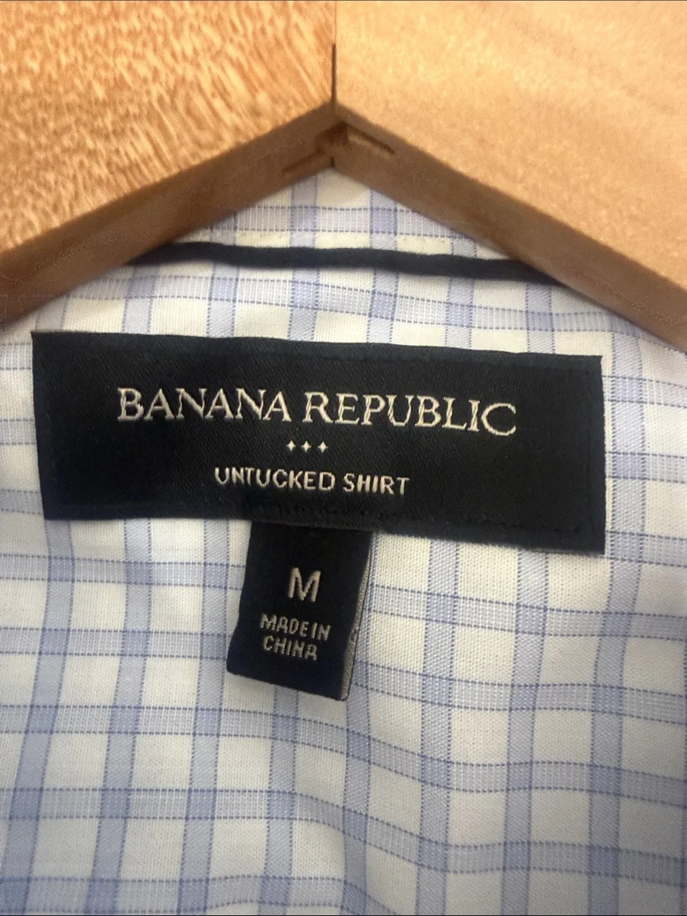 Banana Republic untucked Light Blue Micro Check Dress Shirt
